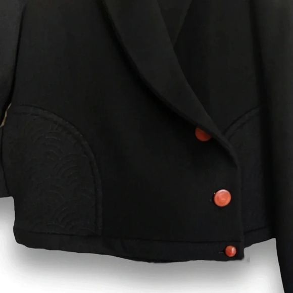 Travota Wool Blend Embroidered Black Waist Jacket With Quilted Lining Size MED - Picture 2 of 13
